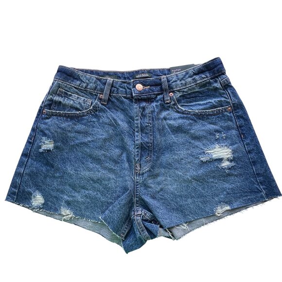 Wild Fable High-Rise Rolled Cuff Distressed Blue Denim Shorts Womens Size 14 - Picture 1 of 9